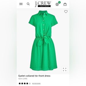 J. Crew Mercantile Eyelet collared tie-front dress Large Green